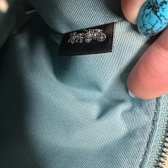 Coach Teal Leather Wristlet Wallet clutch - Picture 7 of 8